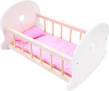Berceau à bascule pour lit de poupée Longfield, rose blanc