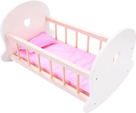 Berceau à bascule pour lit de poupée Longfield, rose blanc