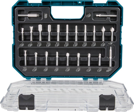 Accessoires Makita d-74784 | kit de fraisage 8mm | 22 pièces | dans un coffret en plastique - d-74784
