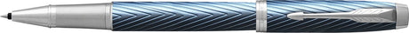 Stylo roller Parker im premium | bleu-gris avec détails chromés | plume fine avec recharge d'encre noire | coffret cadeau