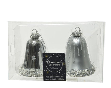 Decoris Christmas pendant set clock set of 2 pieces silver