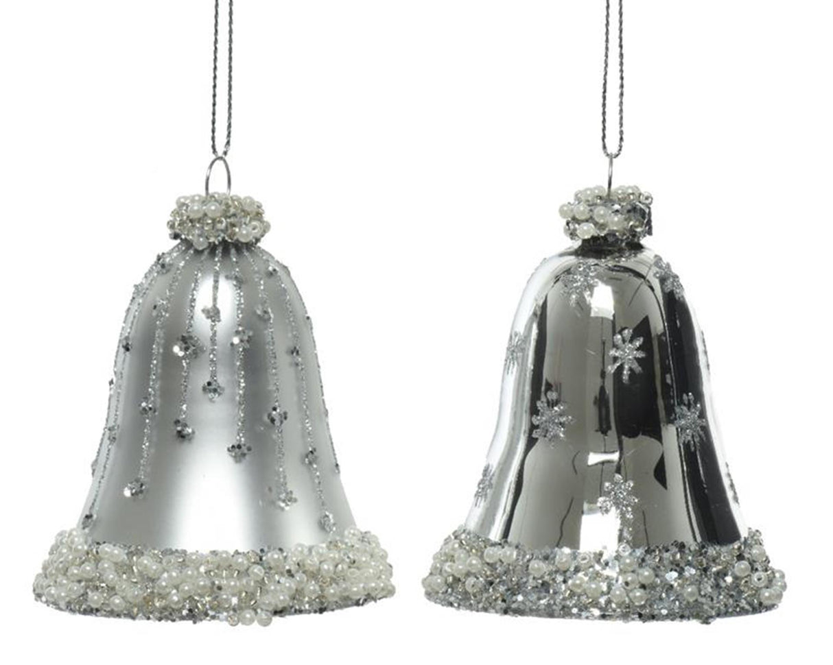 Decoris Christmas pendant set clock set of 2 pieces silver