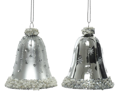 Decoris Christmas pendant set clock set of 2 pieces silver
