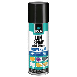 Bison Spray adhésif universel en bombe aérosol 200 ml - Spray adhésif pratique pour le collage permanent ou temporaire de papier, carton, photos, affiches, collages, feuilles métalliques, matériaux isolants et décoratifs, feutres, textiles, etc.