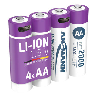 Piles AA rechargeables Ansmann - Li-Ion - incl. Câble de chargement USB-C - 4 pièces
