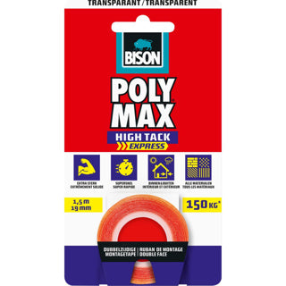 Ruban adhésif Bison poly max transparent 1,5 m | 2 pièces