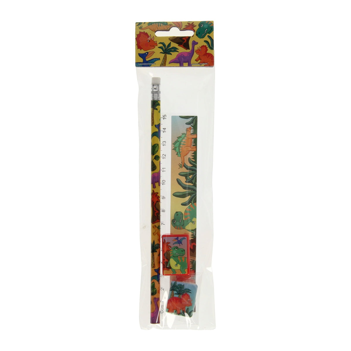 Set d'écriture dinosaure 19 cm lot de 4 | 24 pièces
