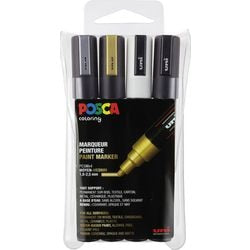 Marqueur de peinture posca pc-5m, assortiment de couleurs, 4 pièces