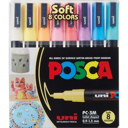Marqueur Uni-posca posca, taille pc-3m, largeur de trait 0,9 - 1,3 mm, fin, diverses couleurs, 8 div 1 boîte