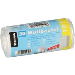 Sac poubelle Papstar avec poignée rouleau 10l 30 pcs