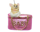 Decoris Pendentif de Noël chien verre 10x5cm