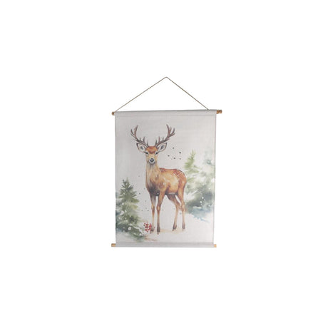 Wandversiering christmas deer stof 76x97x2,5cm