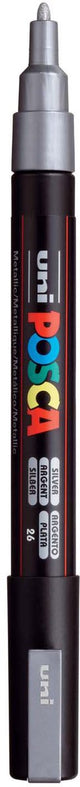 Marqueur Uni-posca posca, taille pc-3m, largeur de trait 0,9-1,3 mm, fin, argent, 1 pièce