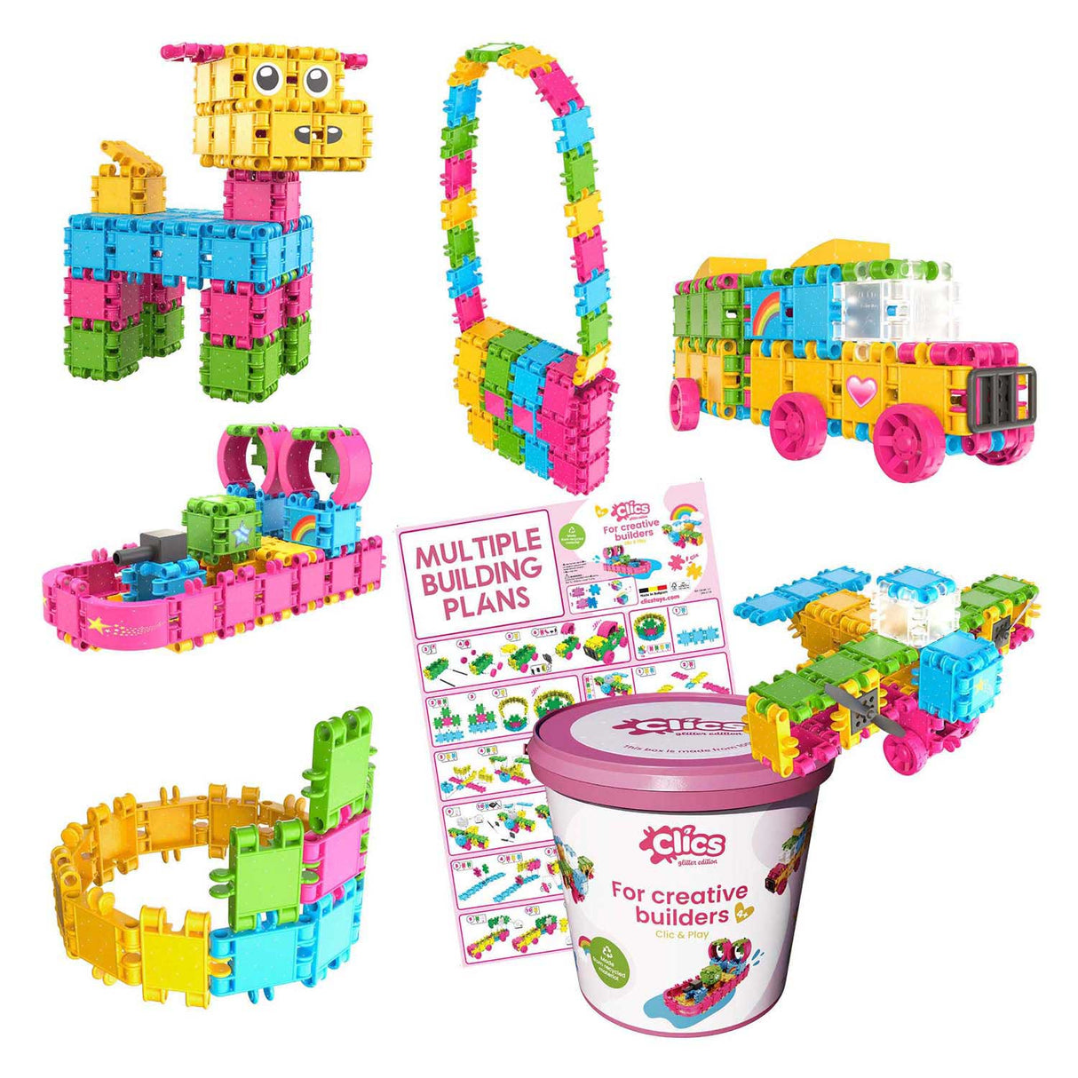 Blocs de construction Clics - jeu de construction à paillettes 8 en 1