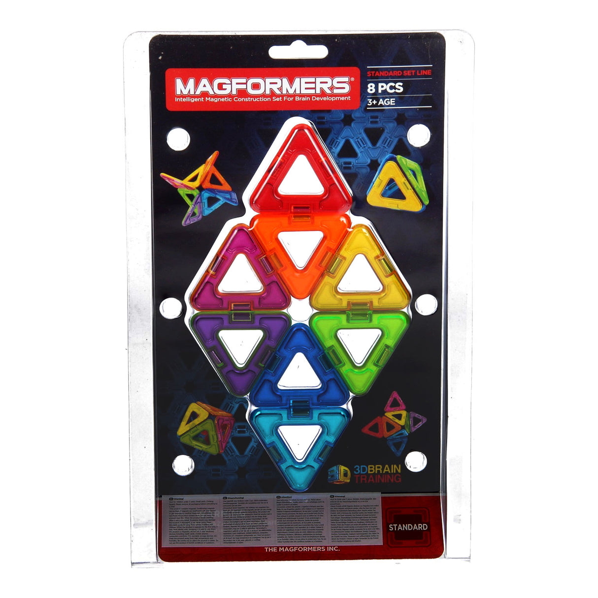 Ligne de jeu standard triangle Magformers - 8 pièces - jeu de construction magnétique
