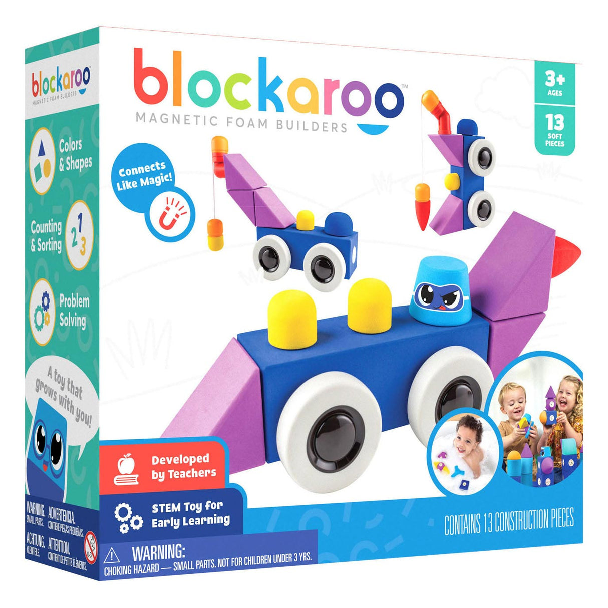 Blockaroo Magnetic Foam Blocks Vehicles, 13dlg.