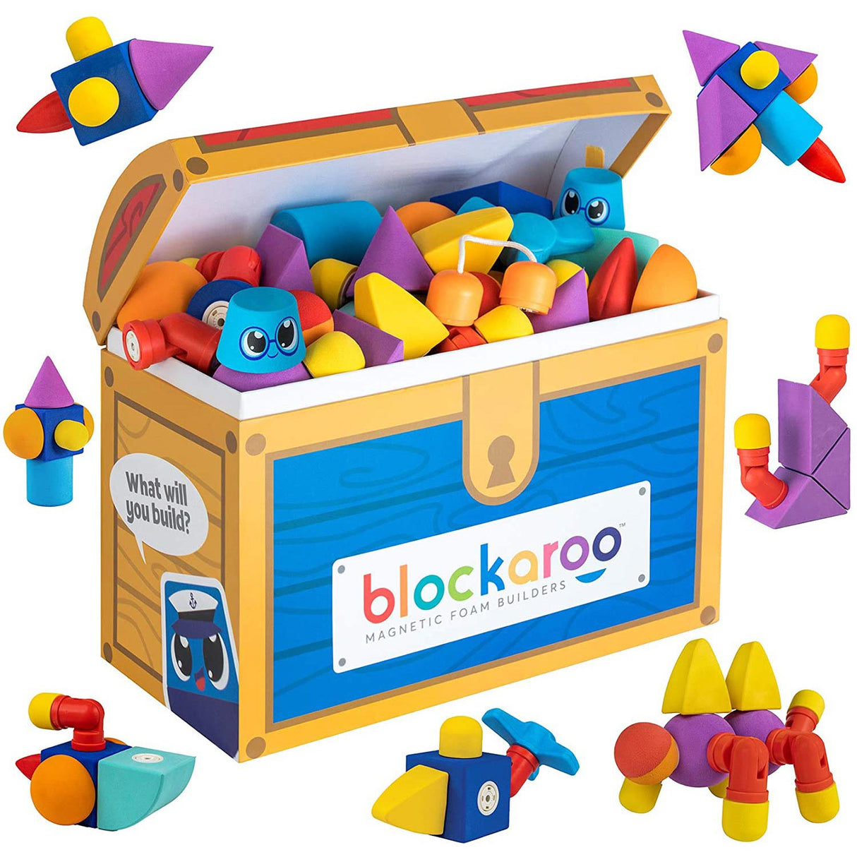 Blockaroo Blocks de mousse magnétique Boîte de trésorerie, 100dlg.