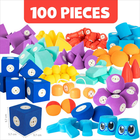 Blocs en mousse magnétique Blockaroo, boîte au trésor, 100 pcs.