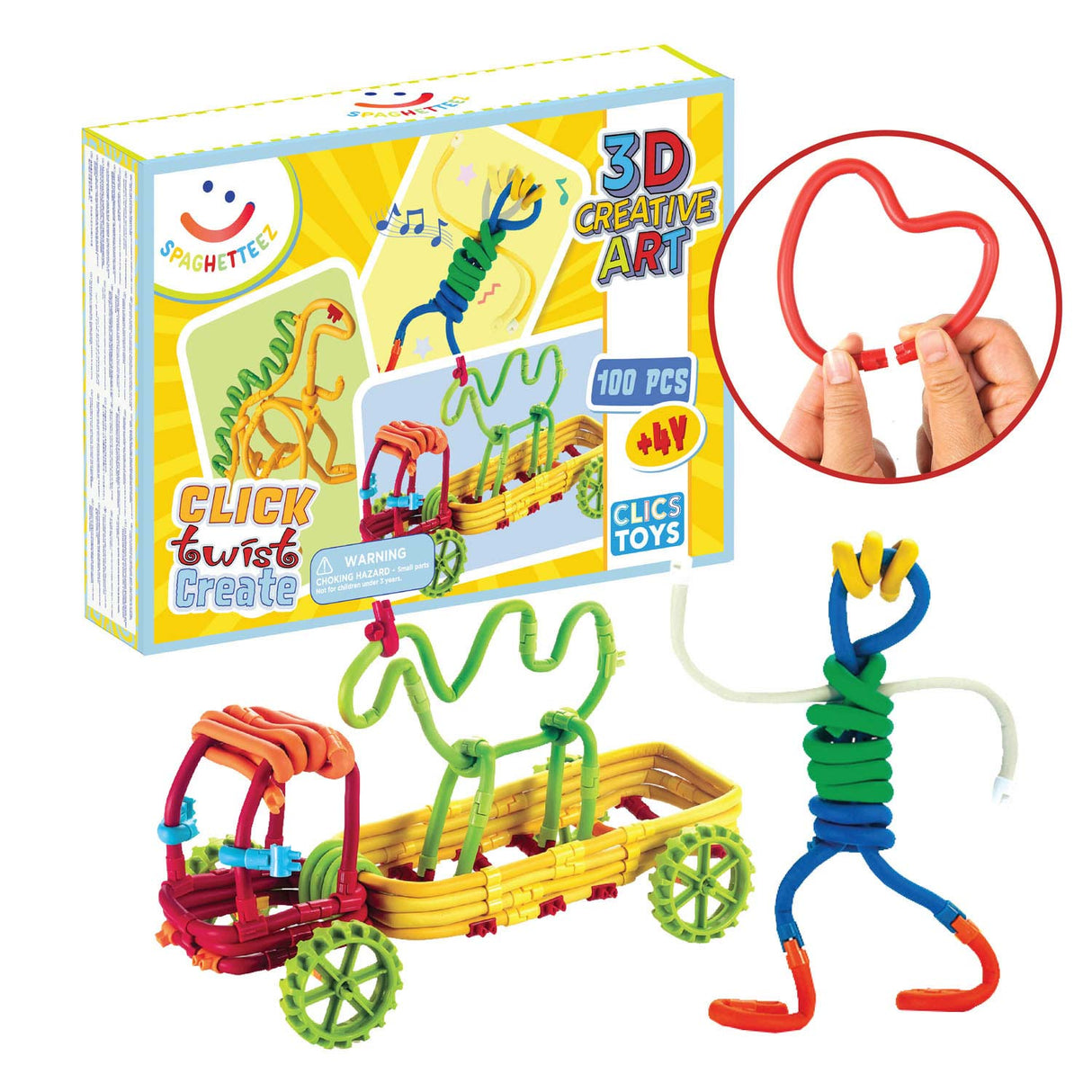 Clics Spaghettez 3d Art Flexible Building Tiges, 100dlg.