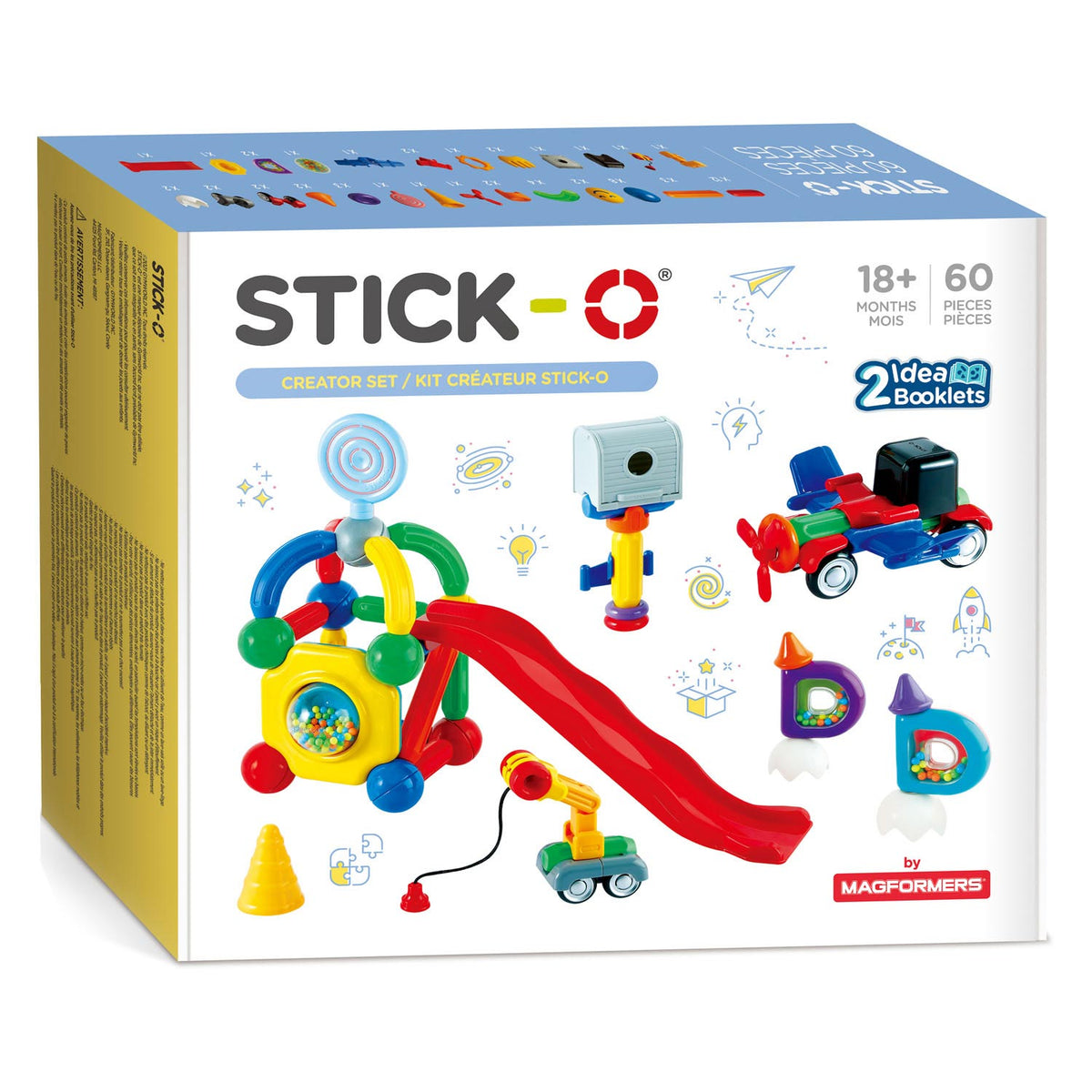 Ensemble créateur Stick-o - jouets magnétiques - 60 pièces - jouets magnétiques - blocs pour bébé