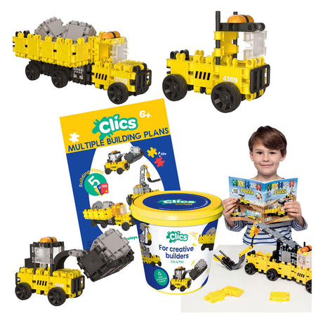 Clics builders blocs de construction 5 en 1 - jouets durables en plastique recyclé - jeu de construction 5 en 1 - jouets 4,5,6,7,8 ans garçons et filles - jouets éducatifs - jouets montessori - jouets de construction