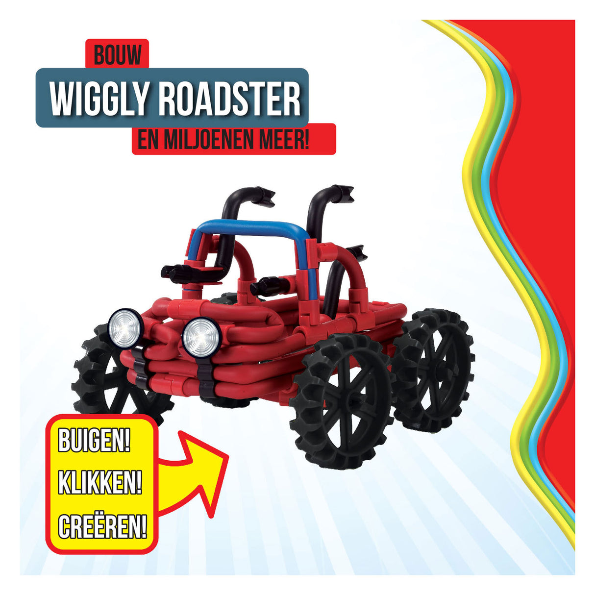 Clics spaghetteez wiggly roadsters flexible building rods, 46dlg.