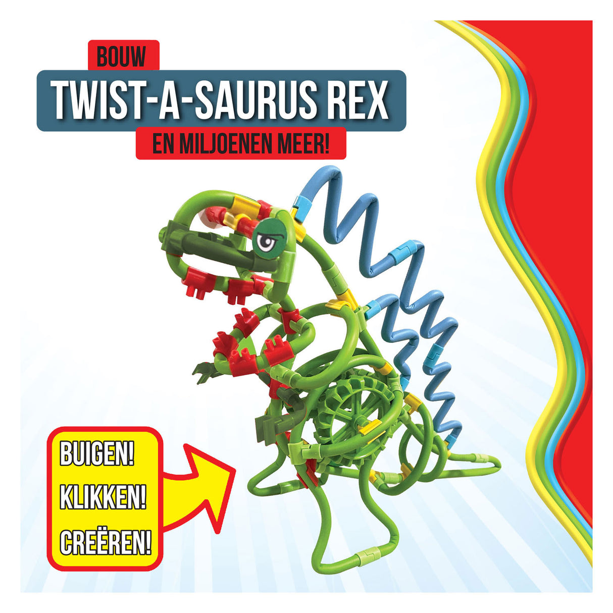 CLICS Spaghettez Twist-A-Saurus Rex Flexible Building Rods, 64dlg.