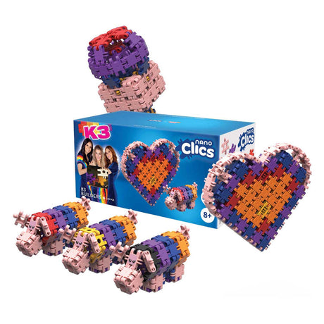Clics nano – K3 Builders 190 pièces – Blocs de construction 5 en 1 – Jouets fabriqués à partir de plastique 100 % recyclé – Jouets 8, 9, 10, 11, 12 ans – Jouets de construction