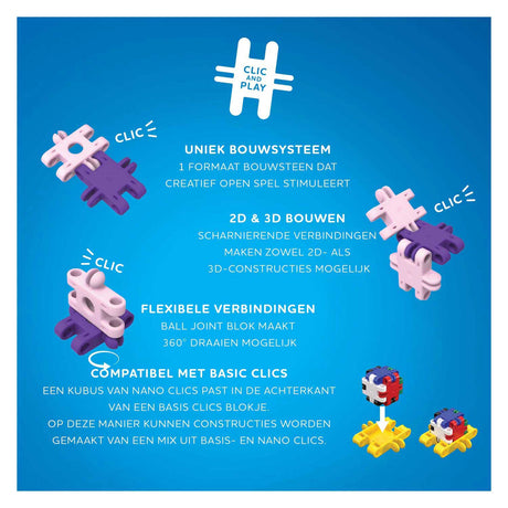 Clics nano – K3 Builders 190 pièces – Blocs de construction 5 en 1 – Jouets fabriqués à partir de plastique 100 % recyclé – Jouets 8, 9, 10, 11, 12 ans – Jouets de construction
