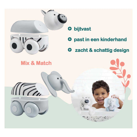 Magimals wheely safari box - animaux magnétiques interactifs sur roues (6 pièces). des jouets amusants et créatifs, parfaits pour le bain ou en déplacement !