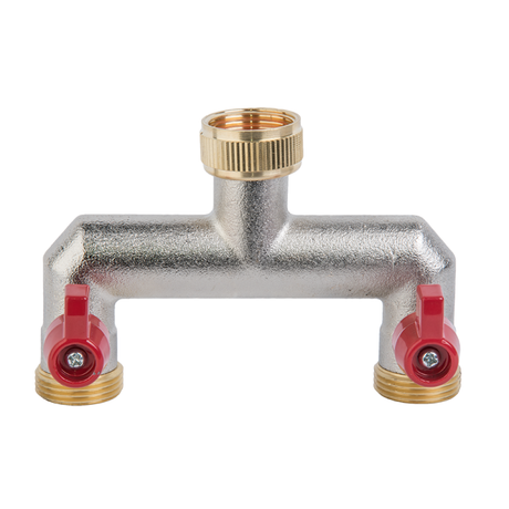 Répartiteur de distributeur d'eau Bradas - laiton - 2 branches - 3 raccords de robinet à filetage intérieur 4" et 2x dérivation avec filetage extérieur 3 4"