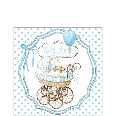 Serviettes Ambiente 25x25cm bienvenue bleu