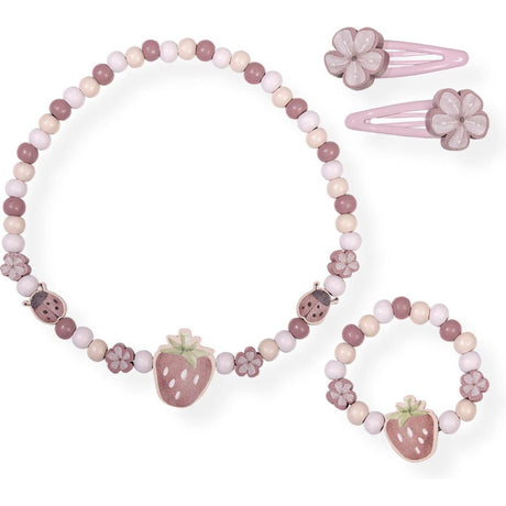 Little Dutch parure de bijoux en bois fraise 4 pièces