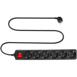 Multiprise Act avec interrupteur lumineux, 6 prises, 3 m, noir ac2465