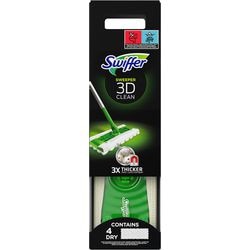 Kit de démarrage 3D Clean pour nettoyant pour sols Swiffer - 1 essuie-sol + 4 lingettes sèches et 2 lingettes humides