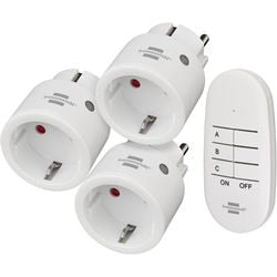 Brennerstuhl set d'interrupteurs sans fil Comfort-Line mini 3+1, 3 mini interrupteurs sans fil (pour l'intérieur, avec télécommande et protection de contact supérieure) blanc