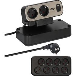 Brennerstuhl ®estilo multiprise duplex avec interrupteur et USB-C (multiprise avec alimentation USB-C pour une charge rapide, 1x USB-C et 1x USB-A, 10x prises, câble 2m)