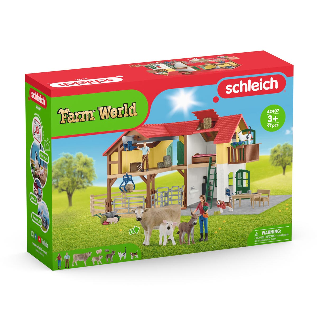 Schleich Farm World Farm con establo y animales 42407