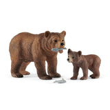 Schleich sauvage vie femelle Grizzli avec grizzly ours 42473