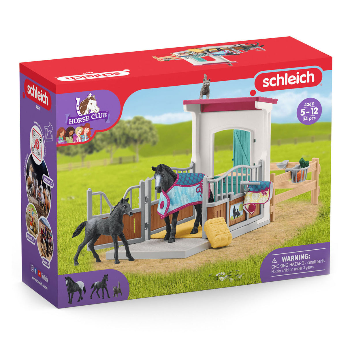 Schleich horse club box à chevaux avec jument et poulain - 42611