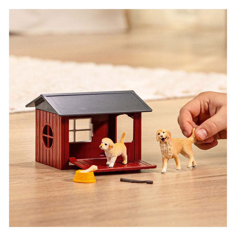 Niche pour chien du monde agricole Schleich avec golden retrievers 42722
