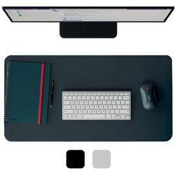 Leitz grand sous-main en cuir 70x36 cm - cuir recyclé - antidérapant - pour clavier souris - gris foncé