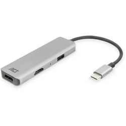 Adaptateur multiport USB-C 4K Act Connectivity pour 2 écrans HDMI, port de données USB-A (aluminium)