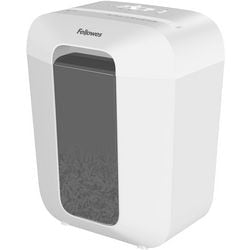 Destructeur de papier Fellowes lx50 - coupe transversale - p4 - 9 feuilles - 17l - blanc - pour le bureau à domicile - également pour cartes de crédit, agrafes et trombones