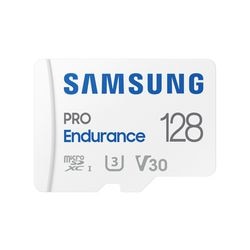 Carte mémoire microSDXC (2022) Samsung pro endurance 128 Go (blanc, UHS-I U3, classe 10, V30, avec adaptateur SD)