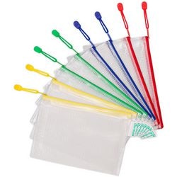 Sac de rangement Djois avec fermeture éclair a5 - 235x165mm - PVC - assortis - pack de 8 pièces