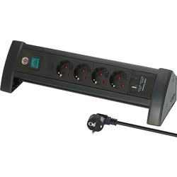 Multiprise bureautique premium Brennerstuhl avec 4 multiprises avec USB C PD 30 W et USB A 18 W (fabriqué en Allemagne, boîtier de distribution avec câble de 1,8 m et interrupteur, multiprise idéale pour le bureau)