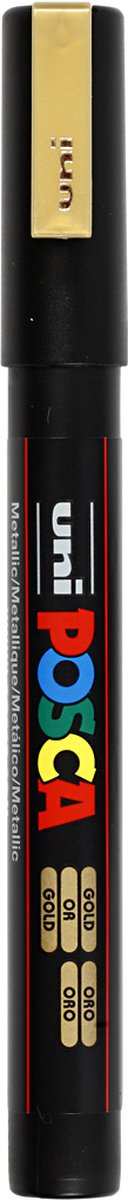 Marqueur Uni-posca posca, taille pc-3m, largeur de trait 0,9-1,3 mm, fin, or, 1 pièce