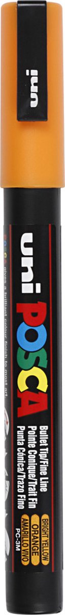 Marqueur Uni-posca posca, taille pc-3m, largeur de trait 0,9-1,3 mm, fin, jaune vif, 1 pièce