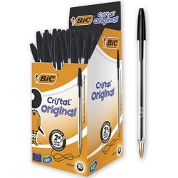 Bic stylo à bille cristal original moyen 0,4 mm 50 pièces noir